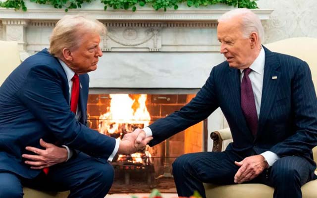 'Welcome back': Trump, Biden shake hands in White House