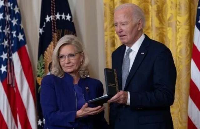 Biden awards Trump critic Liz Cheney with service medal