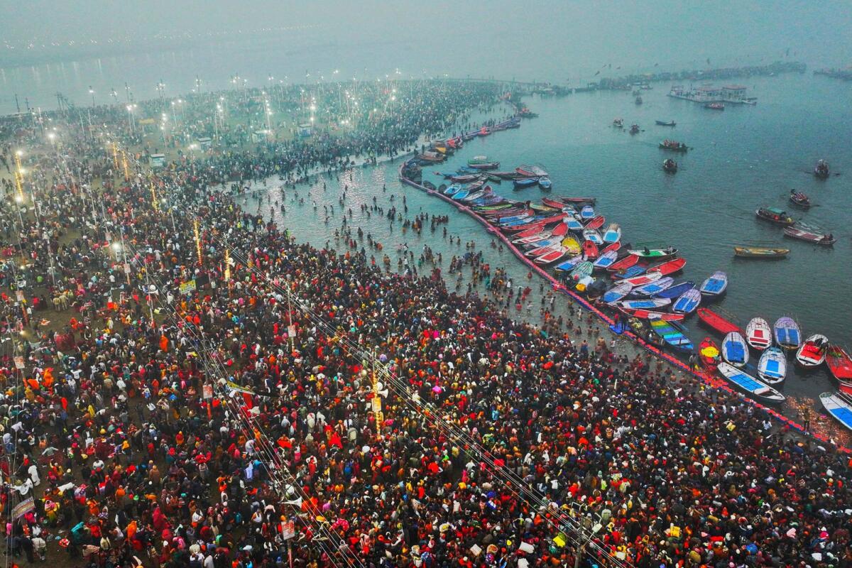 Holy dips at India's giant Hindu festival come with challenge