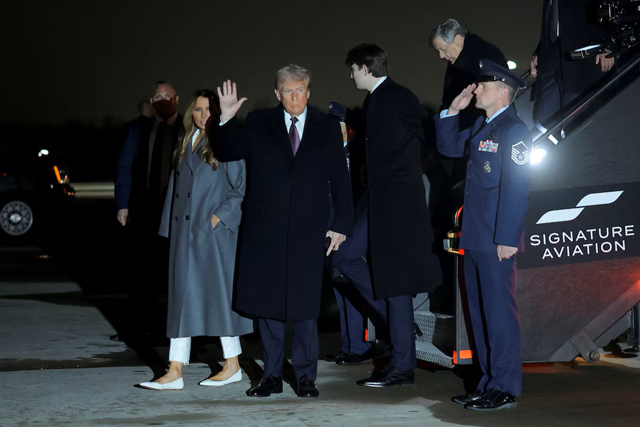 Trump arrives in Washington ahead of Monday's inauguration