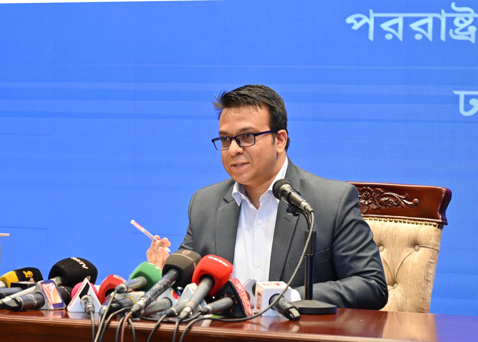 Foreign Ministry’s spokesperson Mohammad Rafiqul Alam at the weekly media briefing. Photo: MoFA